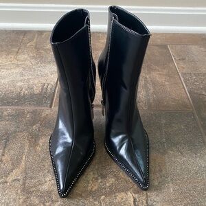Zara black booties with rhinestone trim
